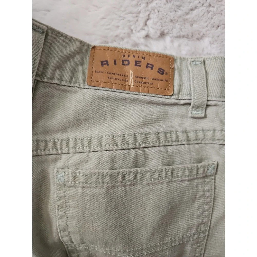 VTG 90s Denim Riders High Waisted Sage Green Shorts Women's Size 6M 26